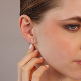Orecchini Punto Luce Oro Bianco 375 con Diamanti Lab Grown 0.6Ct
