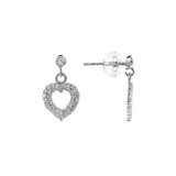 Orecchini Pendenti Cuore Oro Bianco 375 con Pavé di Diamanti Lab Grown 0.276Ct