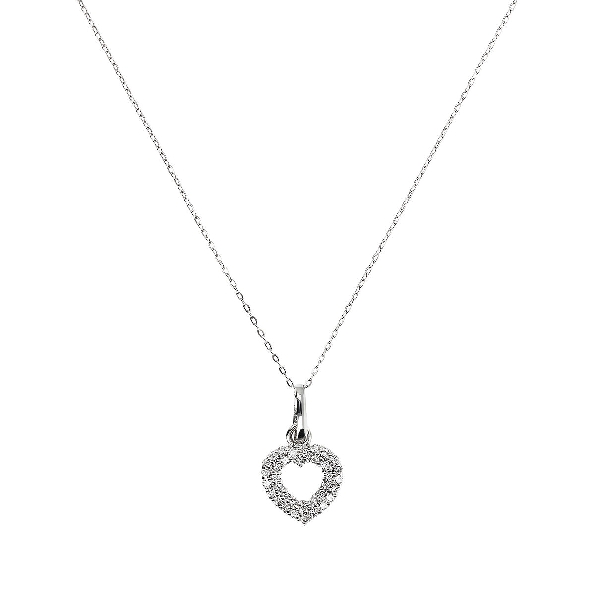 Cavigliera In Oro Bianco Massiccio 14kt A Cuore Pendente Taglio Diamante – 10 Pollici (1,7 Grammi) Nuova - Foto 3
