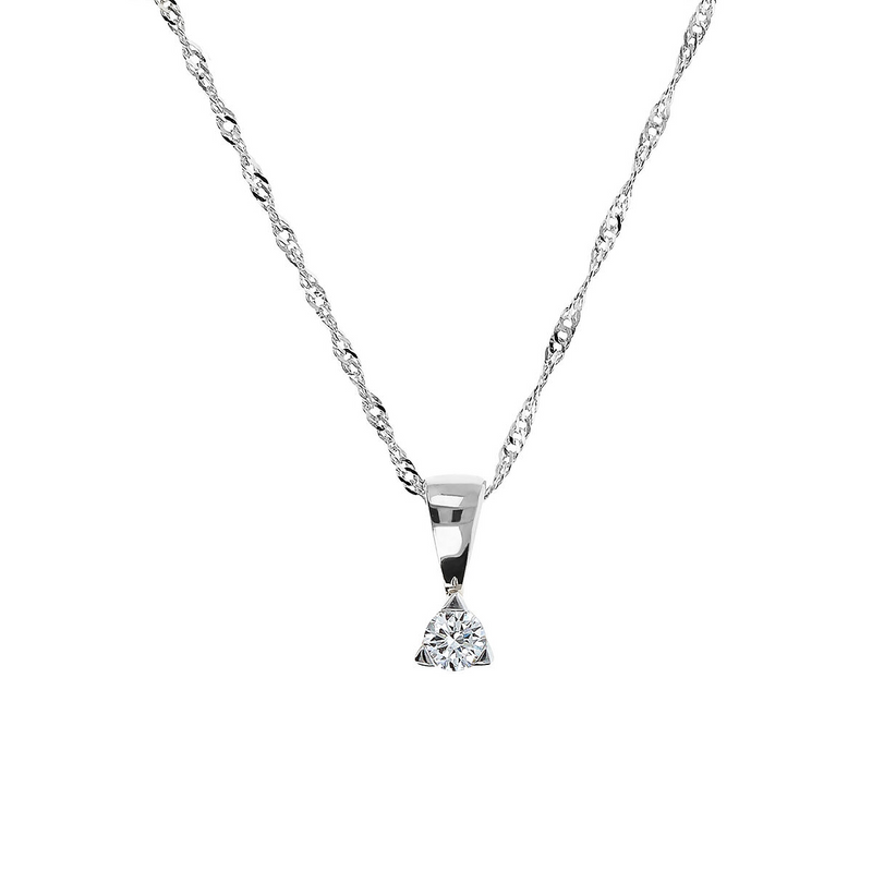 Collana Maglia Singapore Oro 375 con Diamante Lab Grown 0.08Ct