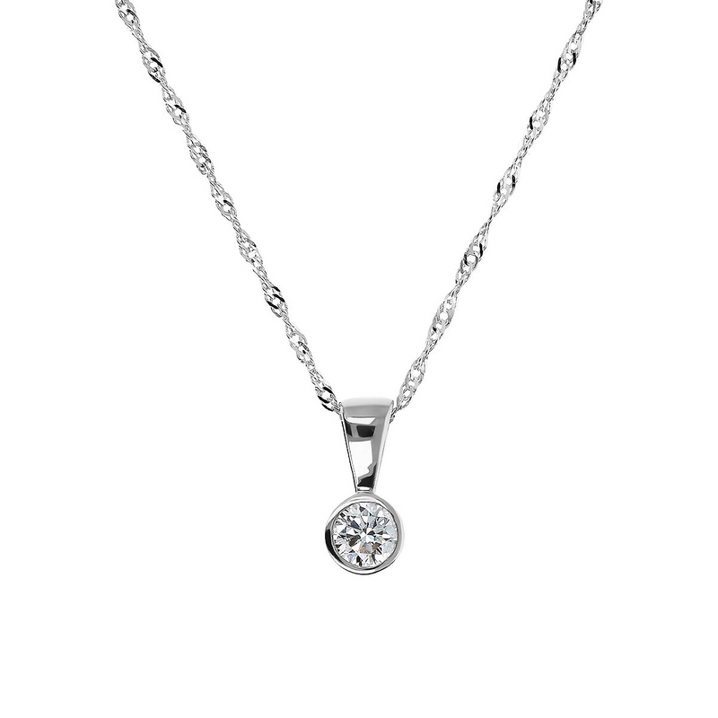 Collana Maglia Singapore Oro 375 con Diamante Lab Grown 0.153Ct