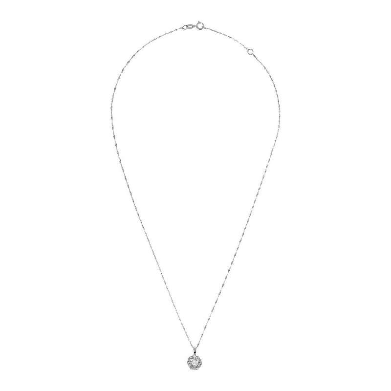 Collana Fiore Oro Bianco 375 con Diamanti Lab Grown 0.71Ct