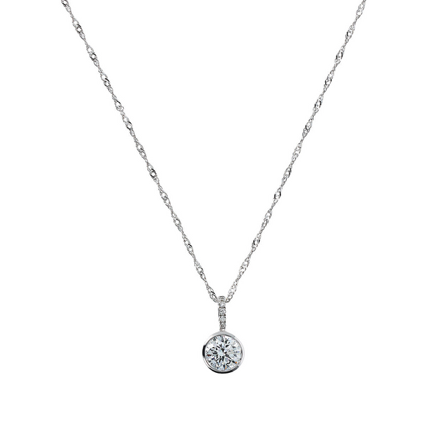 Collana Oro Bianco 375 con Diamante Lab Grown 0.52Ct