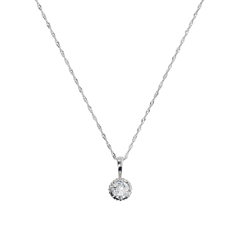 Collana Maglia Singapore Oro Bianco 375 con Punto Luce e Pavé di Diamanti Lab Grown 0.51Ct