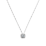 Collana Maglia Singapore Oro Bianco 375 con Diamante Lab Grown 0.5Ct su Base Quadrata