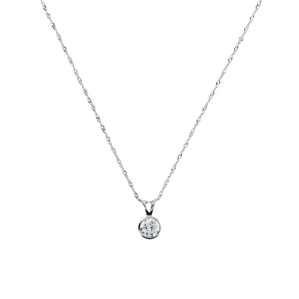 Collana Maglia Singapore Oro Bianco 375 con Diamante Lab Grown 0.52Ct