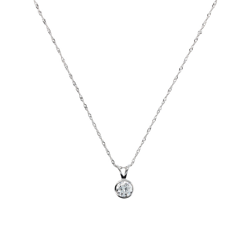 Collana Maglia Singapore Oro Bianco 375 con Diamante Lab Grown 0.52Ct