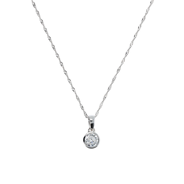 Collana Maglia Singapore Oro Bianco 375 con Diamante Lab Grown 0.45Ct