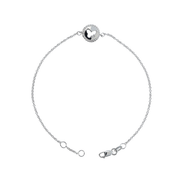 Bracciale Farfalla a Maglia Oro Bianco 375 con Diamante Lab Grown 0.01Ct