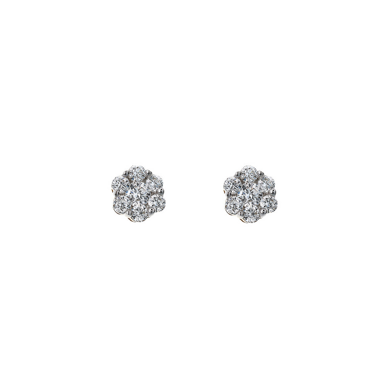 Orecchini Fiore Oro 375 con Pavé di Diamanti Lab Grown 0.246Ct