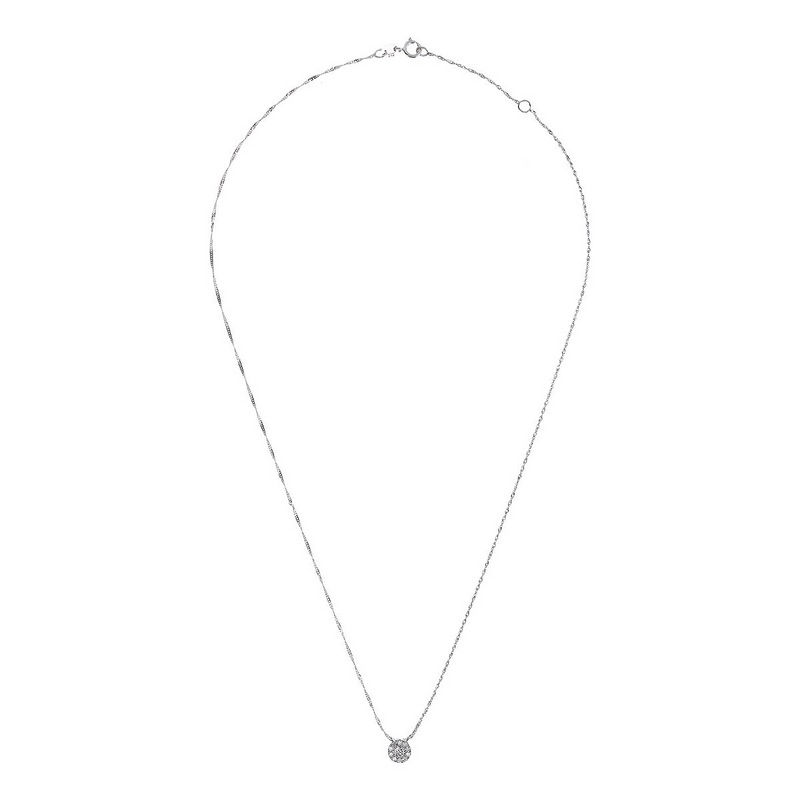 Collana Maglia Singapore Oro Bianco 375 con Pavé di Diamanti Lab Grown 0.198Ct