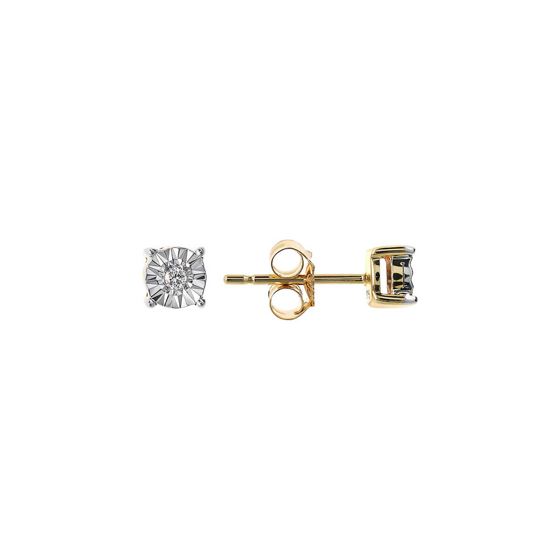 Orecchini Punto Luce Oro 375 con Diamanti Lab Grown 0.02Ct