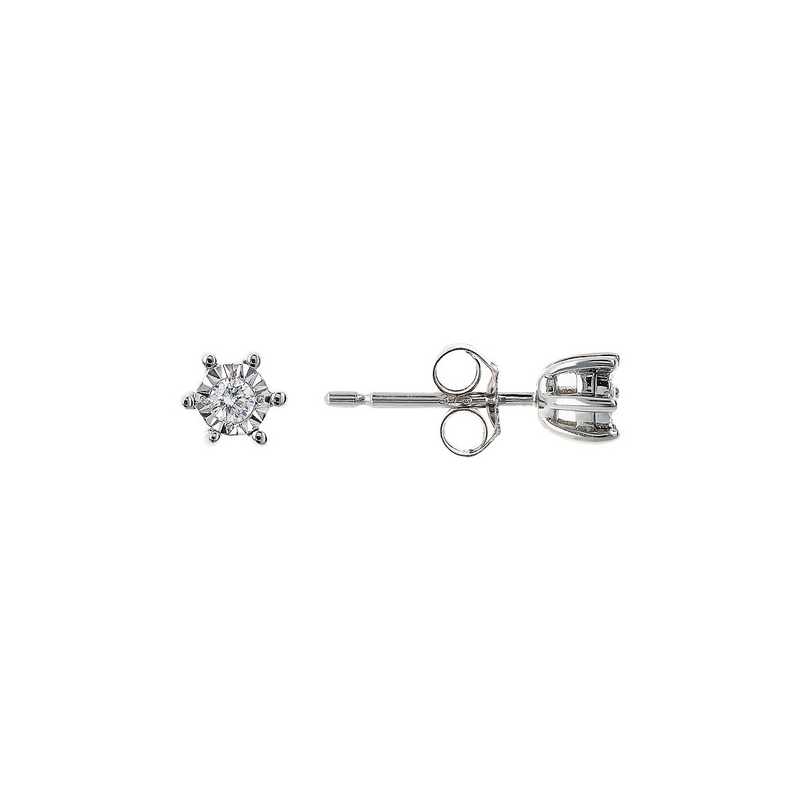 Orecchini Punto Luce Oro Bianco 375 con Diamanti Lab Grown 0.05Ct