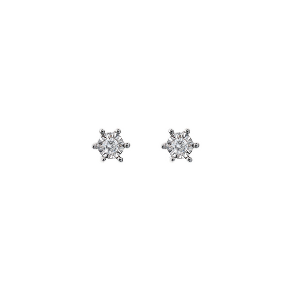 Orecchini Punto Luce Oro Bianco 375 con Diamanti Lab Grown 0.05Ct