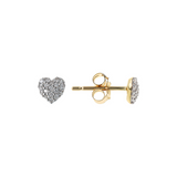 Orecchini Cuore Oro 375 con Pavé di Diamanti Lab Grown 0.1Ct