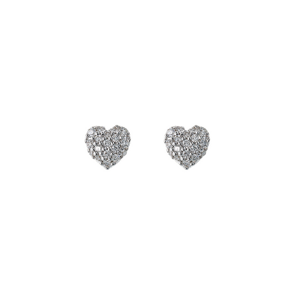 Orecchini Cuore Oro 375 con Pavé di Diamanti Lab Grown 0.1Ct