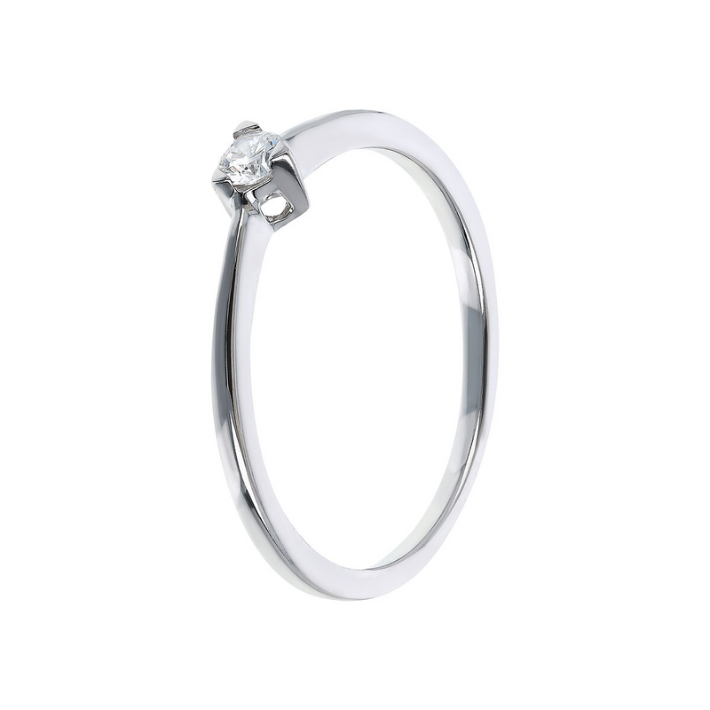 Anello Solitario Oro Bianco 375 con Diamante Lab Grown 0.08Ct