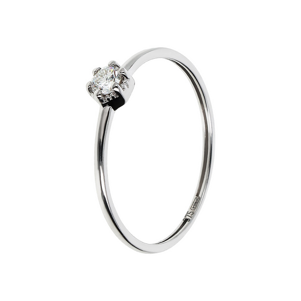 Anello Solitario Oro Bianco 375 con Diamante Lab Grown 0.1Ct