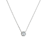 Collana Maglia Rolo Oro Bianco 375 con Diamante Lab Grown 0.1Ct