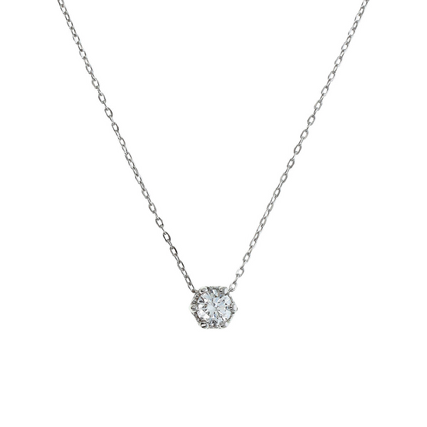 Collana Maglia Rolo Oro Bianco 375 con Diamante Lab Grown 0.1Ct