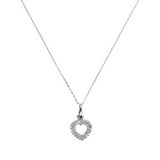 Collana Cuore Oro Bianco 375 con Pavé di Diamanti Lab Grown 0.108Ct