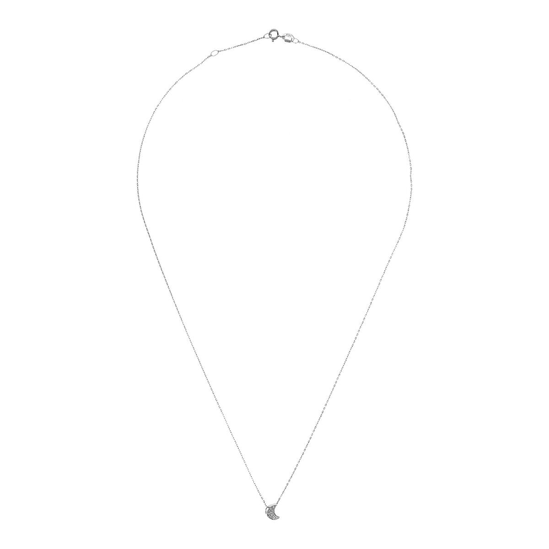 Collana Luna Oro Bianco 375 con Pavé di Diamanti Lab Grown 0.036Ct