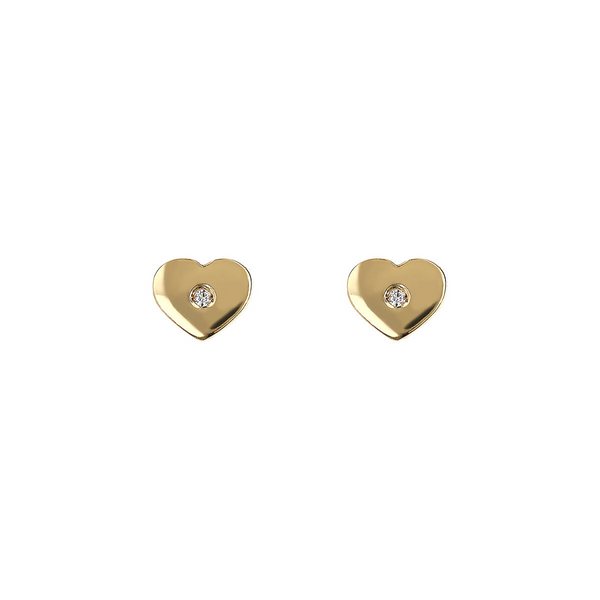 Orecchini Cuore Oro Giallo 375 con Punti Luce in Diamanti Lab Grown 0.012Ct