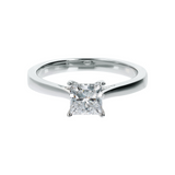 Anello Solitario Oro Bianco 375 con Diamante Lab Grown Taglio Princess 1Ct