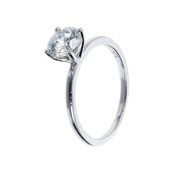 Anello Solitario Oro Bianco 375 con Diamante Lab Grown 1.02Ct