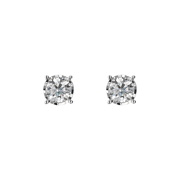 Orecchini Punto Luce Oro Bianco 375 con Diamanti Lab Grown 0.1Ct