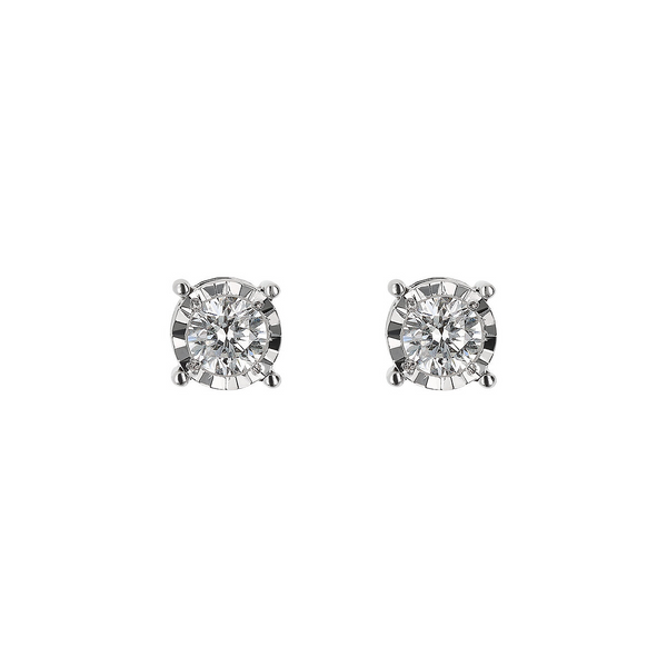 Orecchini Punto Luce Oro Bianco 375 con Griffe e Diamanti Lab Grown 0.5Ct