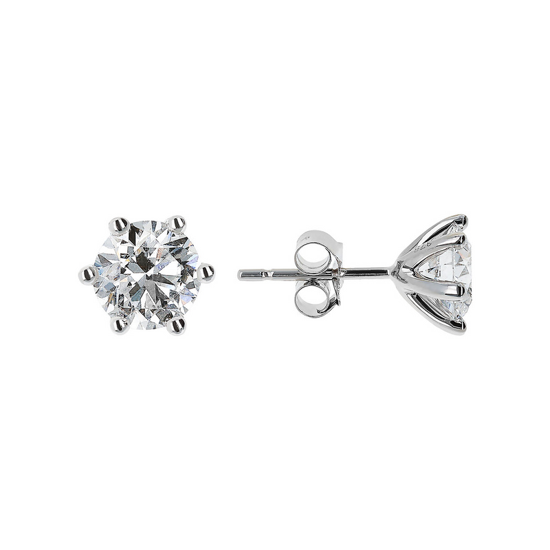 Orecchini Punto Luce Oro Bianco 375 con Diamanti Lab Grown 1.5Ct